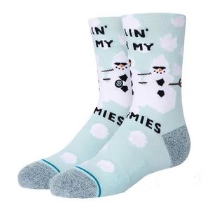 NWT Stance Infiknit, Kids Snowmies crew socks, medium, light blue